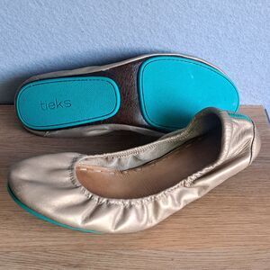 Tieks by Gavrieli Metallic Gold Ballet Flats Women's 10 Foldable Slip-On Travel